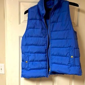 J Crew size Lg women’s puffy vest in light blue.